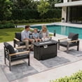 thumbnail image 4 of LazySunsets 4 Piece Aluminum Patio Furniture Set, 5-Seat Oversized Outdoor Sectional with Fire Pit Table, Dark Gray, 4 of 9