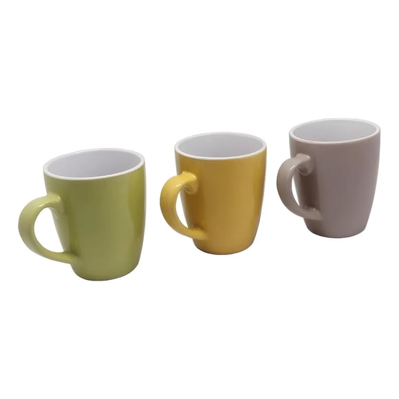 6 Tazas Lisa Grande Para Café Y Te Cerámica Colores 360ml Color Variado Liso