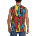 thumbnail image 4 of Lsque Colorful Arrow Graffiti Pattern Print Men's Cotton Blend Sleeveless Muscle Shirts (S-3XL)- Moisture Wicking, Odor Protection, UPF 30+,Small, 4 of 8