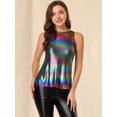thumbnail image 3 of INSPIRE CHIC Camiseta Sin Mangas Con Chaleco Brillante Metálico Brillante Sin Mangas Para Fiesta Y Club Para Mujer Multicolor M, 3 of 6