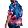 thumbnail image 3 of Starry Sky Flamingo Men's Short Sleeve Printed Poplin Shirt with Spread Collar Tops - Casual Button Down Summer Beach Shirt for Men and Women, 3 of 6