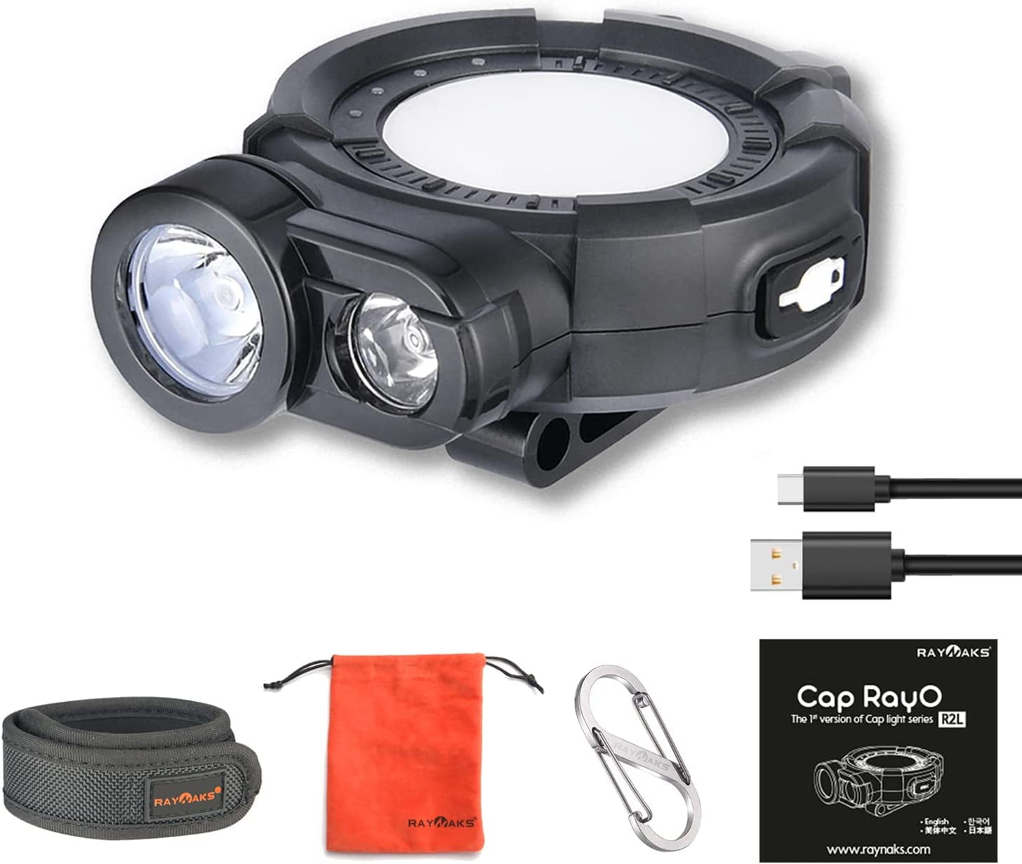 CapRayO R2L Rechargeable Mini LED Clip on hat Light 250Lumen spot Beam