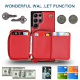 thumbnail image 2 of SaniMore for Samsung Galaxy S23 Ultra 6.8" 2023 Case with Back Zipper Wallet Flip Kicktsand Crossbody Shoulder Strap Retro PU Leather Wear-resistant Shockproof Anti-drop Cover for Girls Women, Red, 2 of 9