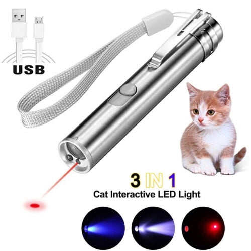 Command USB Charging  Laser Cat Toys Dogs Pet Interactive LED light 