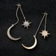 thumbnail image 4 of Pendientes largos colgantes Yashi para mujeres y niñas Bisutería de moda Plata y oro Diseño de luna estrellas y sol, 4 of 4