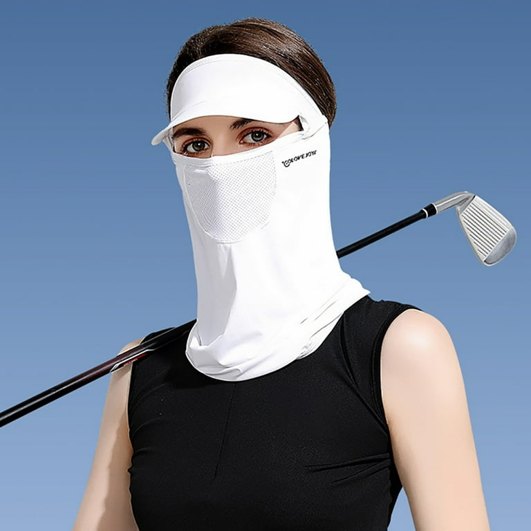 2 in 1 Outdoor Golf Visor Cap Balaclava Sun Protection Face Cover Sports  Cooling Neck Gaiters