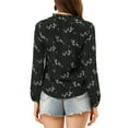 thumbnail image 3 of Allegra K Women's Floral Print Bow Tie Ruffle Neck Long Sleeve Blouse Top, 3 of 6