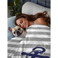 thumbnail image 3 of Anchor Gray Full Size Flat Sheet, Wrinkleproof & Fadeproof Cooling Flat Bed Sheet Only, Modern Navy Blue White Striped Nautical Breathable Soft Bedding Top Sheets 81 x 96 Inches, 3 of 8