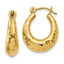 Primal Gold 14 Karat Yellow Gold Hammered Fancy Hollow Hoop Earrings