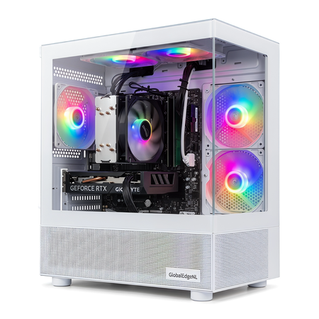 GlobalEdgeNL Gaming PC Desktop Computer, AMD R5 1600,RX 6500XT 4G D6 1024SP,16GB DDR4,512GB M.2 SSD, BX3 550W 80PLUS Bronze PSU, RGB Fan x5, WiFi Ready & Windows 11 Home, White