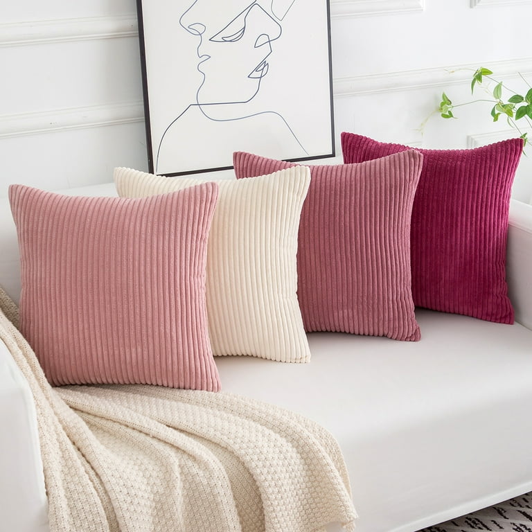 Softalker Cover For Sofa Pillow 16x16inch Couch Pillows Set of 4 Soft Throw Pillows for Couch Decorative Pillows for Bedroom Chair Couch Sofa Purple