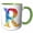 Green/White, variant on 3drose, Colorful Monogram Letter R, 11oz Two-tone Yellow Mug