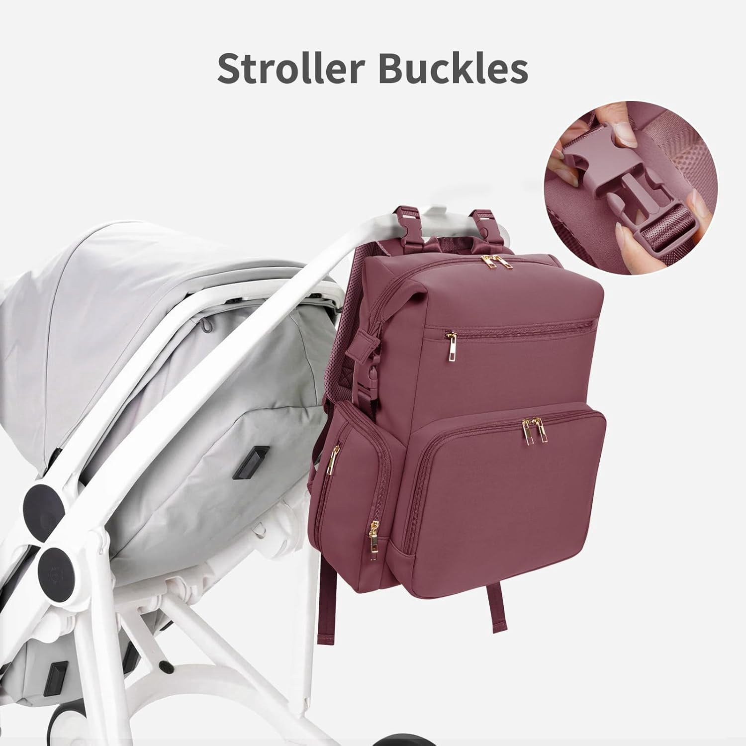 Diaper Bag Backpack for Mom/Dad with Changing Pad, Multi-Function Neoprene Large Newborn Baby Maternity Bags Travel Tote with Insulated Pockets Pink