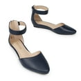 thumbnail image 2 of Women Ankle Strap Low Wedge Flats Shoes Zip Up Dress Shoes, 2 of 6