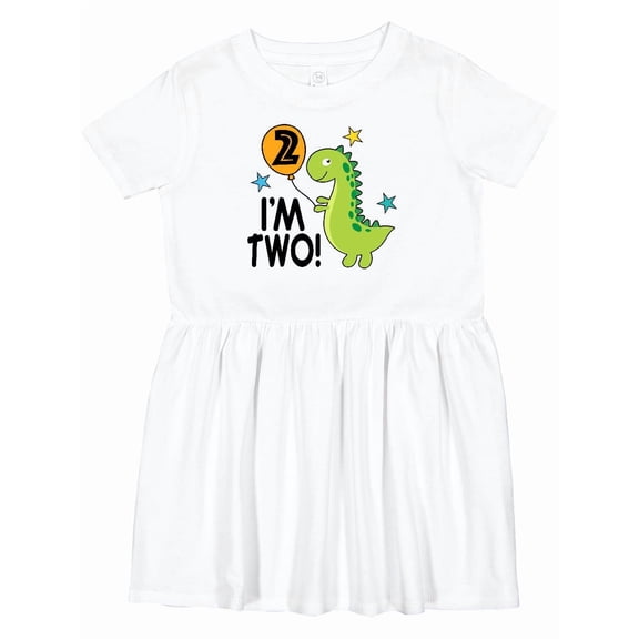 Inktastic 2nd Birthday Dinosaur 2 Year Old Boy Girls Toddler Dress