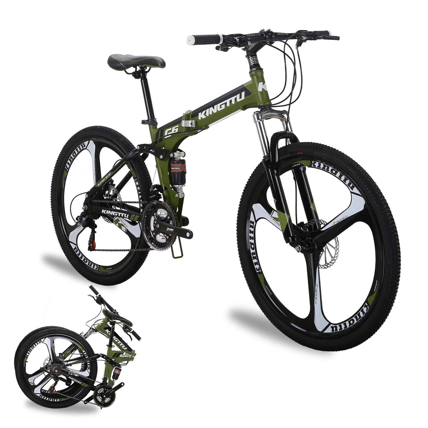 18 inch Mountain Bike Full Suspension MTB Bikes 30-Spoke wheel No-Foldable Bike Non-Slip Bike for Adults Teens Sport Wheels Dual Disc Brake Aluminum Frame Bicycle Urban Road Bikes 
