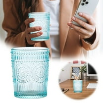 Blue Drinking Glasses, Vintage Glassware 10 oz, For Cocktails, Mixed Drinks, Whiskey, Beverage, Water, Milk and Juice, 1 Pcs, 3.1x4.0"