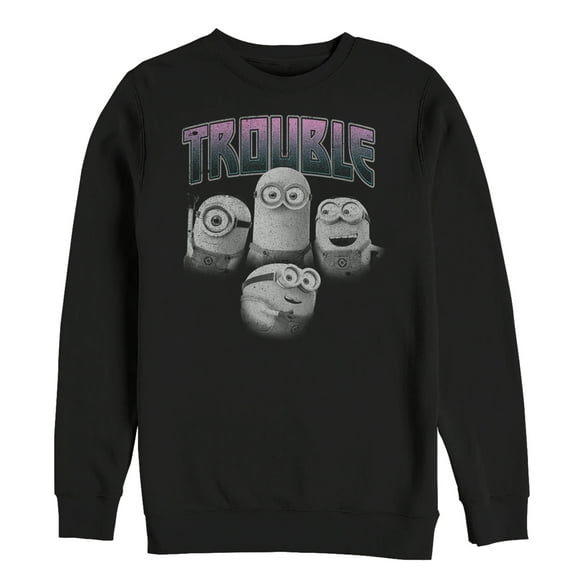 Men's Despicable Me Minion Trouble Friends Sweatshirt Black Medium