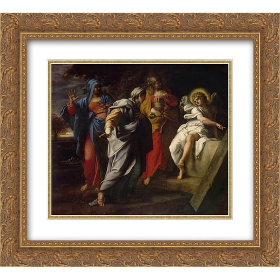 Annibale Carracci 2x Matted 24x20 Gold Ornate Framed Art Print 'Holy Women at Christ' s Tomb'