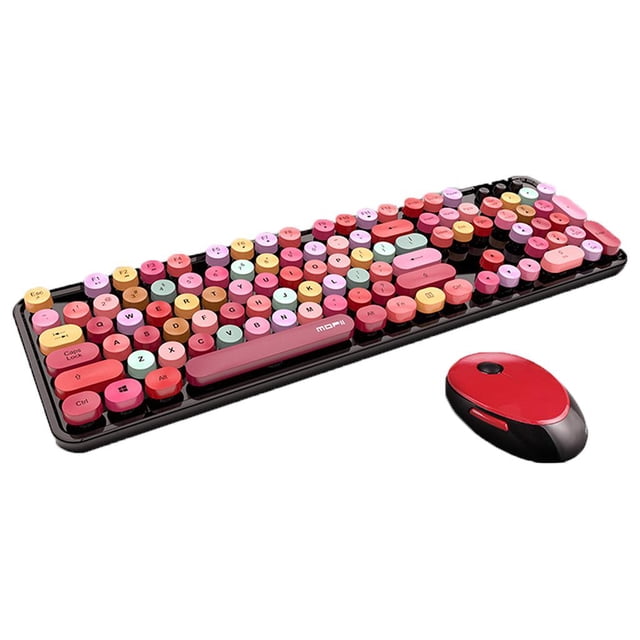 Juego de Teclado y mouse inalámbricos jinwen 2.4 GHz color rojo