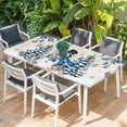 thumbnail image 2 of Blue Christmas Table Cloths for 5 Foot Rectangle Tables, Snowman Xmas Tree Balls Snowflake Rustic Patio Waterproof Elastic Fitted Tablecloths, Washable Rectangular Table Cover for Camping, 2 of 8