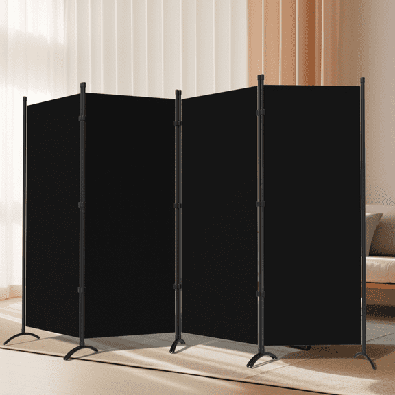 TANGJEAMER Room Divider-4 Panels Folding Privacy Screens, Partition Room Dividers Wall for Separation, Home, Office, Classroom, Studio(Black)