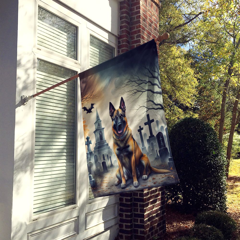Halloween Belgian Malinois Dog House Flag 28x40IN Double-Sided Polyester Decorative Sleeve Pole Flag for Outdoor Home Garden