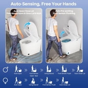 Smart Toilet,Tankless Toilets Dynamic Clean with Dryer, ADA Comfort Height One Piece Toilet with Warm Water Bidet,Modern Smart Toilet with Bidet Built In with Foot Sensor,Power Outage and Flush Black