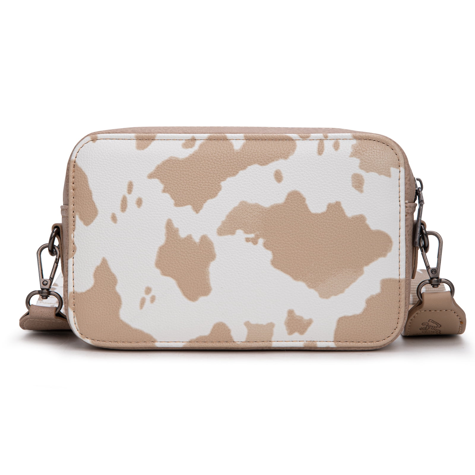 Wrangler Cow Print Crossbody Bag for Women Western Cowgirl Crossbody Purses with Guitar Strap, Tan