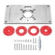 thumbnail image 1 of Placa de inserción de mesa de enrutador de aluminio para bancos de carpintería, máquina de corte y fresado, 8 orificios con anillos, 1 of 12