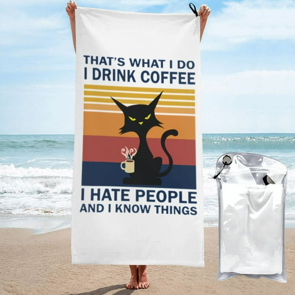 Eso es lo que hago Beber café Odio a la gente Saber cosas Toalla de playa Toallas de baño de microfibra Manta de playa suave Para desfile Natación Yoga Mujeres Hombres