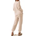 thumbnail image 2 of LANGWYQU Women 2 Pieces Knit Set Long Sleeved V-Neck Sweater & Casual Jogger Pants, 2 of 3