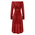 thumbnail image 6 of TARIENDY Womens Renaissance Gothic Dress Medieval Hooded Robe Vintage Lace Up Pullover Cloak Flowy High Low Long Hoodie Dresses Plus Size Long Sleeve Cape, 6 of 6