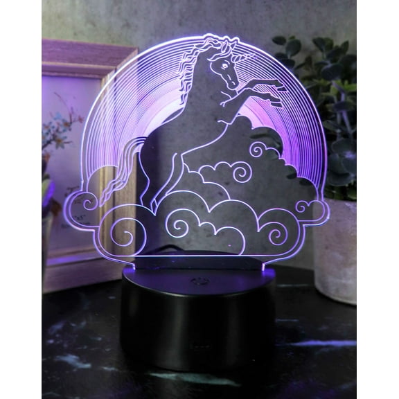 Ebros Sacred Unicorn Riding Night Clouds Acrylic Panel Colorful LED Night Light