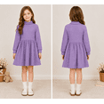 thumbnail image 3 of Lanbubble Toddler Girls Long Sleeve Turtleneck Dress Ribbed Knit A Line Fall Winter Clothes 2-7 Years, 3 of 5