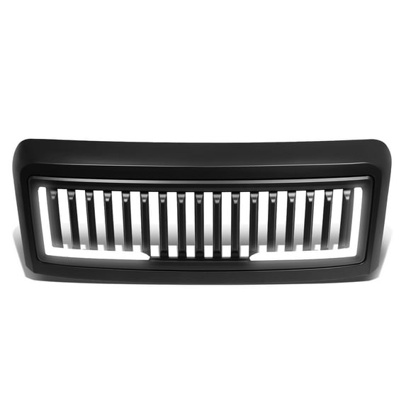 DNA Motoring GRF-LB-018-T9 For 2008 to 2010 Ford F250 F350 F450 F550 L-Design LED Light Bar Matte Badgeless Vertical Slat Front Bumper Grille 09