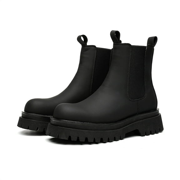 YOURDIARY Mens Black Slip On Chelsea Boots