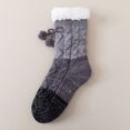 thumbnail image 2 of Fabrcox Unisex Fuzzy House Slipper Socks, Soft Plush Color Block, Non Skid Grips Fluffy Winter Indoor Crew Socks for Sleeping at Home (Gray), 2 of 8
