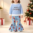 thumbnail image 2 of Xyant Toddler Baby Girl Christmas Outfit Long Sleeve Letter Sweatshirt Tops Bell Bottom Pants Set Christmas Baby Clothes,Size 0-6 Months, 2 of 8