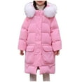 thumbnail image 2 of NAISIBABY Girls Puffer Coat, Fluffy Hooded Full Zipper Knee Length Winter Thick Thermal Quilted Parka Pink 8T, 2 of 9