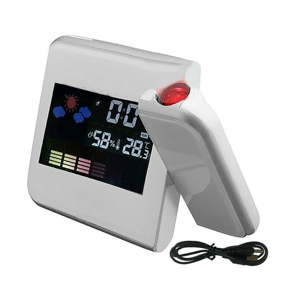 Projection Alarm Clock With Weather Station Thermometer Date LED Digital Clock