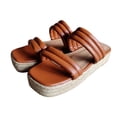 thumbnail image 4 of Zapatos de mujer, moda, Color sólido, tejido minimalista, tejido de paja, sandalias de fondo grueso, zapatillas, chanclas Wmkox8yii  ytu658, 4 of 7