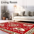 thumbnail image 2 of ODIKA 4'x6' Machine Washable Non-Slip Area Rug, Opulent Cascade Vinework with Festive Interlock Motifs High Traffic Rug, Red, 621412, 2 of 7