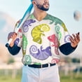 thumbnail image 5 of KLL Cute Chameleons for Men's Baseball Shirts,Short Sleeve Casual Shirts Button Down Shirt for Men Beach Summer Wedding Shirt-3X-Large, 5 of 7