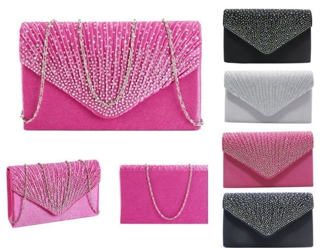Pink Clutch Bag Ladies Rose Pink Oversized Envelope Evening Shoulder Bag Prom 
