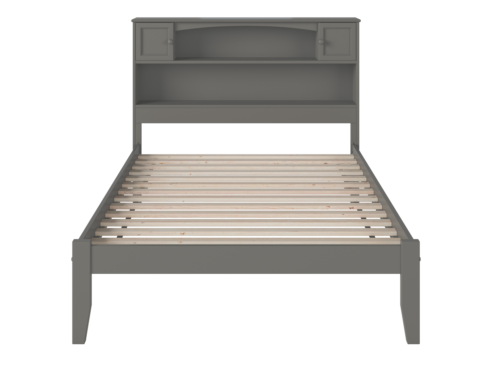 AFI Newport Full Solid Wood Platform Bed with Storage Headboard in Grey