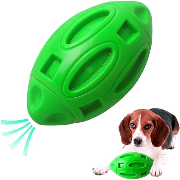 Pelota de goma resistente al desgaste antimordeduras para perros, juguete de rugby para perros, verde