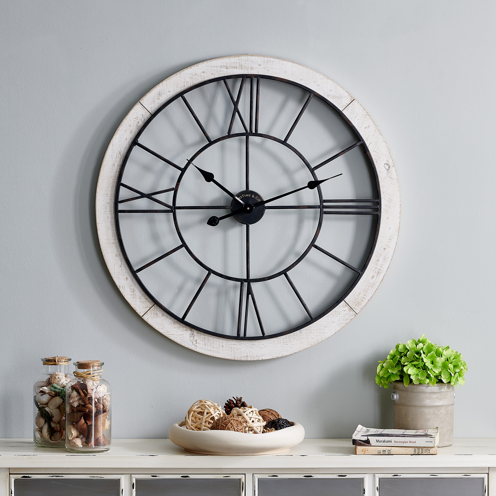 FirsTime & Co.® Timeworn Farmhouse Cottage Wall Clock, Weathered White