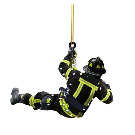 

VBXOAE American Christmas Decorations With Double-sided Acrylic Pendant For Christmas Firefighters