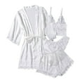 thumbnail image 2 of symoid Womens Gowns- Print lace short sleeve V neck Set Sleepwear Pajamas White S, 2 of 9
